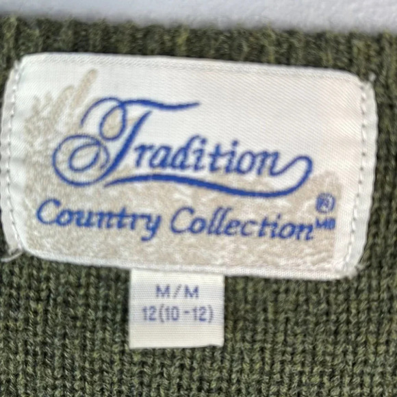 VINTAGE Tradition Country Collection Cardigan Green Embroidered Grandma Size M - Picture 7 of 11